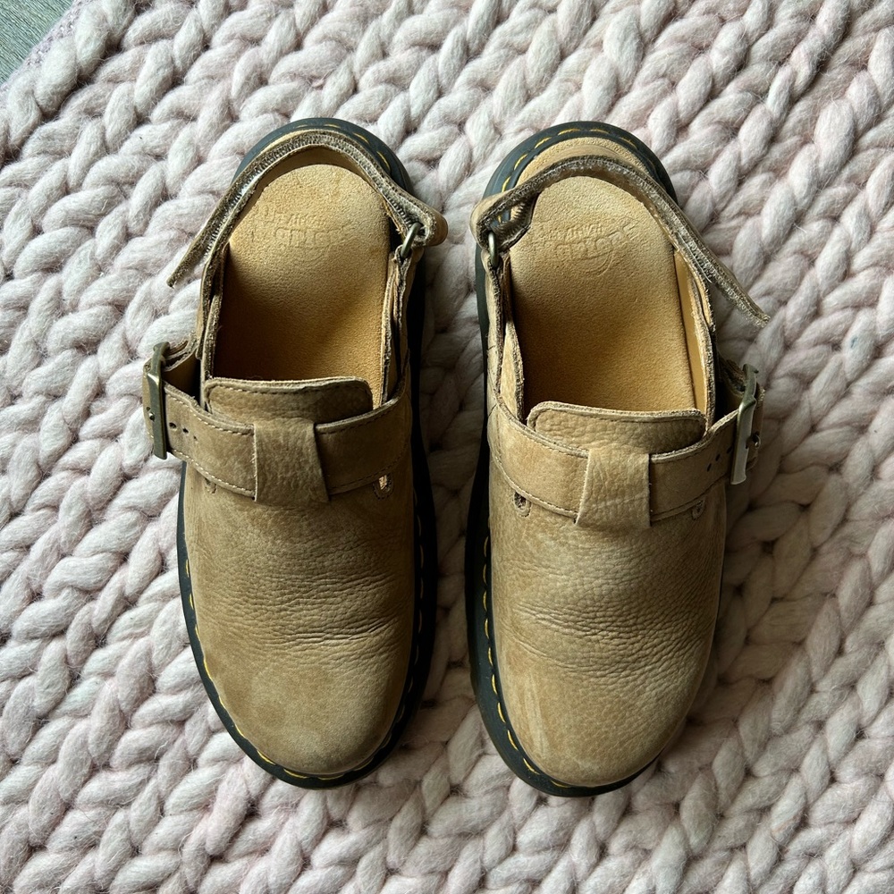 Dr. Martens Tan Leather Mules Comfortable Clogs